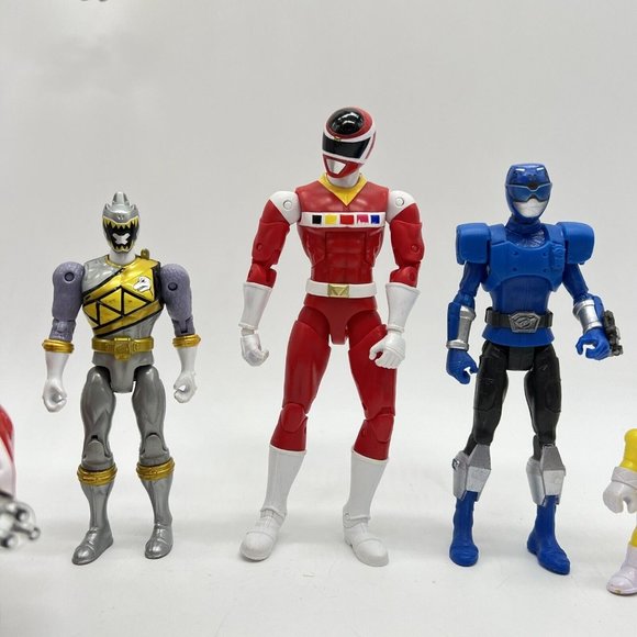 Bandi Power‎ Rangers Action Figure Lot Dino Space & Beast Blue Red Silver W Bike - Picture 4 of 8